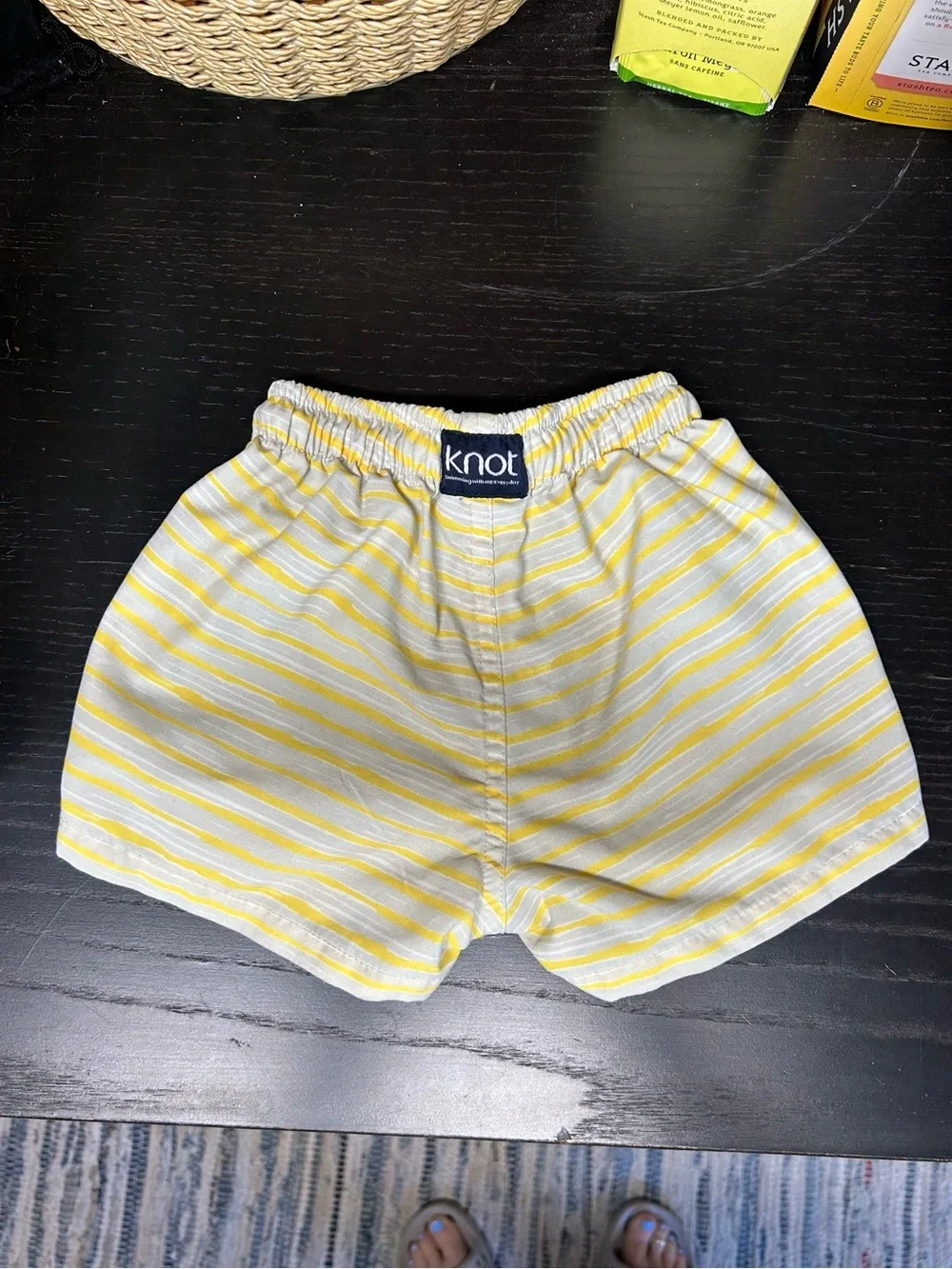 Knot Kids Yellow & Grey & White Striped Swim Trunks 12 months